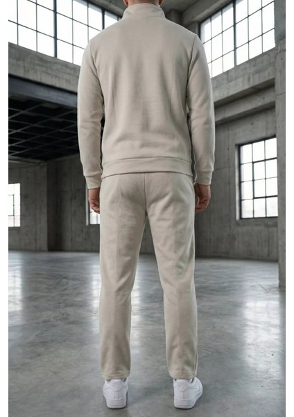 Erkek Yarım Fermuarlı Polo Yaka Şardonlu Sweat Bel Lastikli Pantolon Ikili Takım P-00019208 modelleri