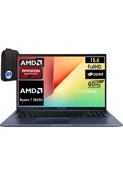 Vivobook 15 M1502YA-BQ579 Amd Ryzen 7 5825U 16GB 512GB SSD WIN11 Pro 15.6" Fhd 60Hz + Elektropasaj Çanta