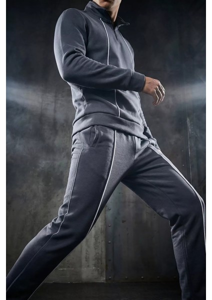 Erkek Yarım Fermuarlı Polo Yaka Şardonlu Sweat Bel Lastikli Pantolon Ikili Takım P-00019208 fiyatları