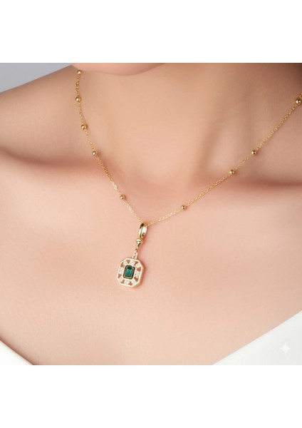 Serenay 2.sezon Çelik Zümrüt Yeşili Taşlı Kolye fiyatları