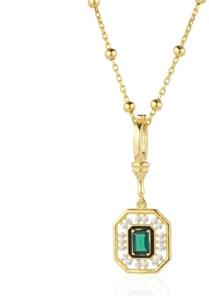 Serenay 2.sezon Çelik Zümrüt Yeşili Taşlı Kolye indirimleri