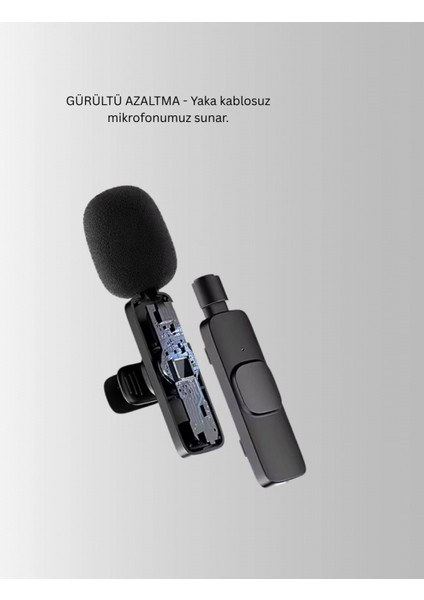 Iphone Için Çift Mikrofonlu Telsiz Yaka Mikrofonu 360 Derece Hd Ses fırsatları