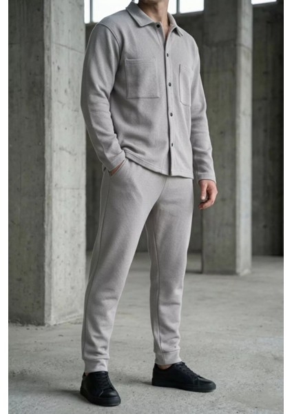 Erkek Kendinden Desenli Ön Çıtçıtlı Gömlek Bel Lastikli Pantolon Ikili Takım P-00019210 fiyatları