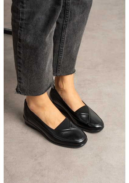 Kadın Siyah Hakiki Deri Klasik Ayakkabı Ortopedik Anne Ayakkabısı Anne Babet Topuklu Günlük Ayakkabı modelleri