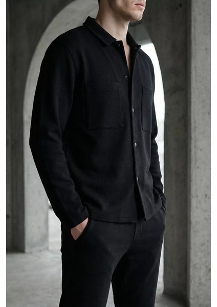 Erkek Kendinden Desenli Ön Çıtçıtlı Gömlek Bel Lastikli Pantolon Ikili Takım P-00019210 fiyatları