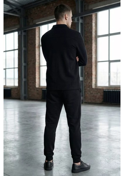 Erkek Kendinden Desenli Ön Çıtçıtlı Gömlek Bel Lastikli Pantolon Ikili Takım P-00019210 modelleri