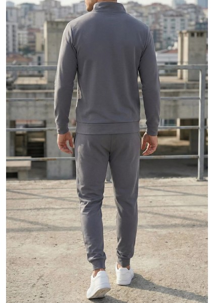 Erkek Polo Yaka Yarım Fermuarlı Sweat Bel Lastikli Pantolon Ikili Takım P-00019207 modelleri