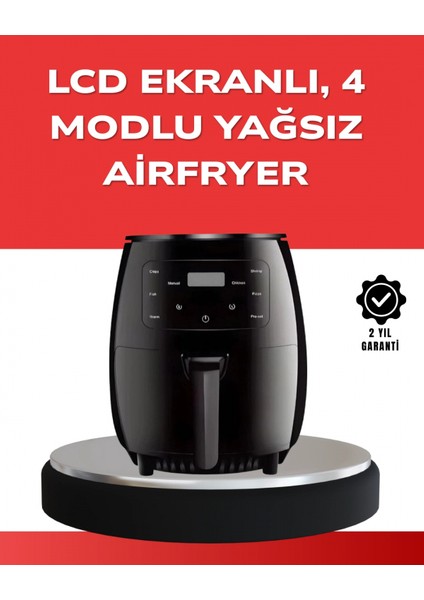 Büyük Boy 6 Litre Airfryer 2400W Sesli Uyarı LCD Ekran