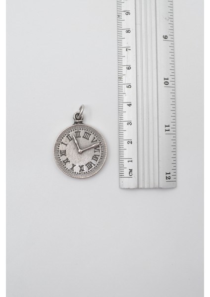 Antika Saat Siyah Deri Ip Kolye - Antik Gümüş Kaplama - Kadın Erkek - 60 cm fırsatları