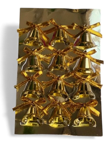 Kurdeleli Çan Zil Yılbaşı Süsü (12'li Paket) modelleri