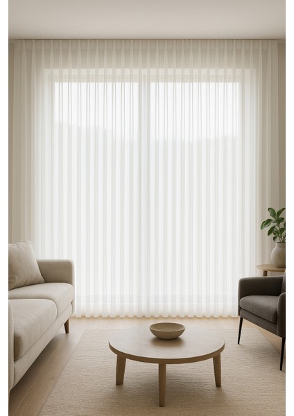 Mat Çelik Renk Tül Perde – Kırışmaz, Dökümlü, Premium Kalite