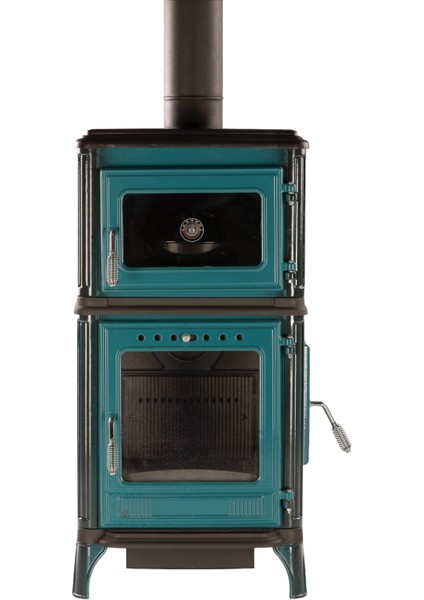 Döküm Gövdeli, Çift Bölmeli Şömine Sobası Fırınlı Soba Kuzine Soba