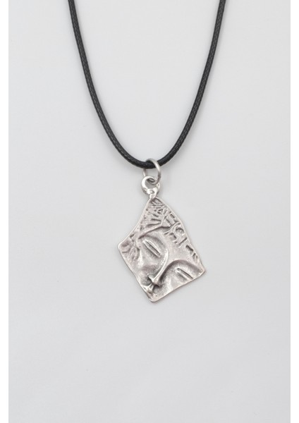 Yuyuyan Güzel Siyah Deri İp Kolye - Antik Gümüş Kaplama - Kadın Erkek - 60 cm