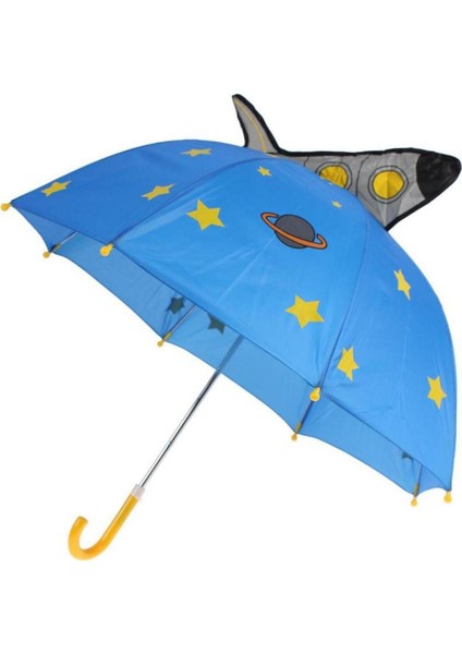 Mavi Rüya Uzay Raketli Çocuk Şemsiyesi, Hediye ve Üç Boyutlu Figürlü