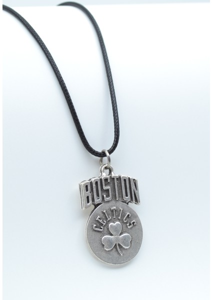 Boston Celtics Gümüş Kaplama Deri İp Kolye