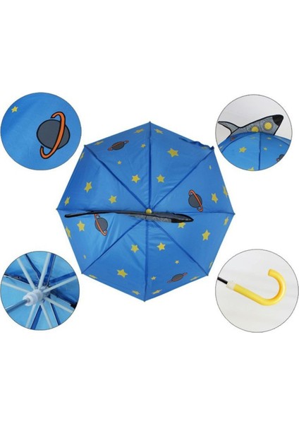 Mavi Rüya Uzay Raketli Çocuk Şemsiyesi, Hediye ve Üç Boyutlu Figürlü