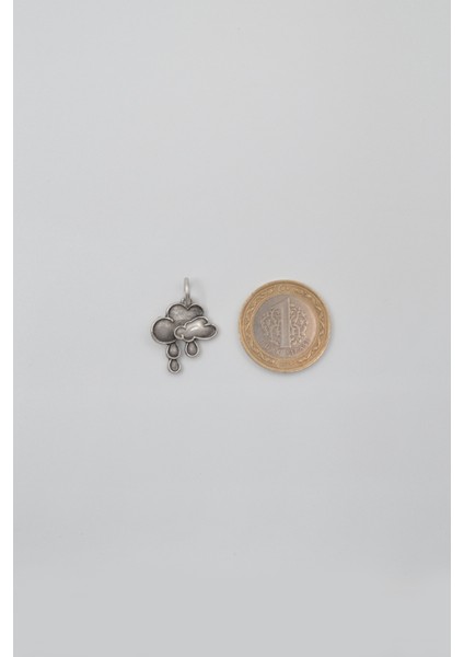 Bulut ve Yağmur Damlası Siyah Deri Ip Kolye - Antik Gümüş Kaplama - Kadın Erkek - 60 cm indirimleri