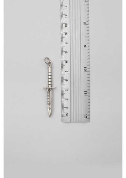 Testere Dişli Taktik Bıçak Siyah Deri İp Kolye - Antik Gümüş Kaplama - Kadın Erkek - 60 cm fırsatları