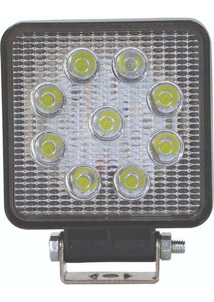 LED Kare Çalışma Lambası 9 LED Beyaz Işık + Kırmızı Stop Fonksiyonlu 10/30V E-Belgeli 27+6W - Wolfram 31903