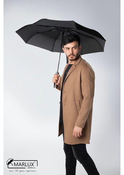 8 Telli Tam Otomatik Rüzgara Dayanıklı Özel Tasarım Siyah Şemsiye