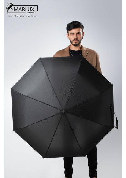 8 Telli Tam Otomatik Rüzgara Dayanıklı Özel Tasarım Siyah Şemsiye