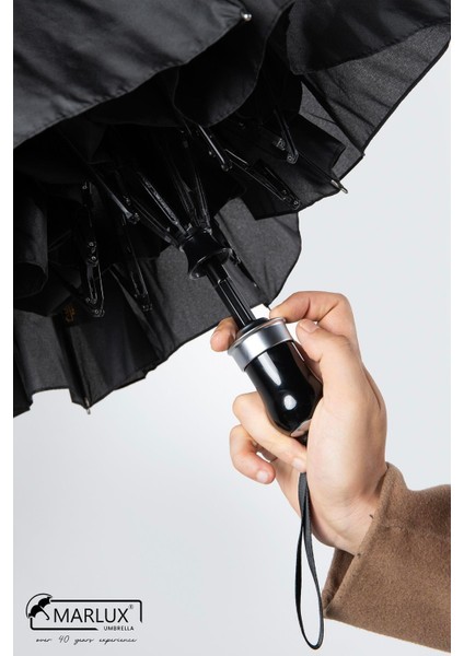 8 Telli Tam Otomatik Rüzgara Dayanıklı Özel Tasarım Siyah Şemsiye