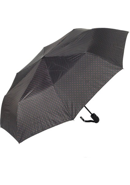 Şık ve Dayanıklı Otomatik Kadın Şemsiye, Kırmızı ve Siyah Puantiyeli Modeli