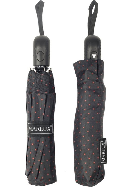 Şık ve Dayanıklı Otomatik Kadın Şemsiye, Kırmızı ve Siyah Puantiyeli Modeli fırsatları