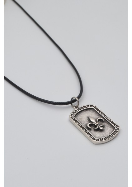 Fleur-de-lis Zambak Künye Kolye - PU Deri İp Zincirli Unisex Gümüş Kaplama - 60 cm fiyatları