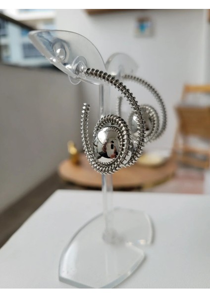 Beyaz Altın Kaplama Bujiteri Küpe