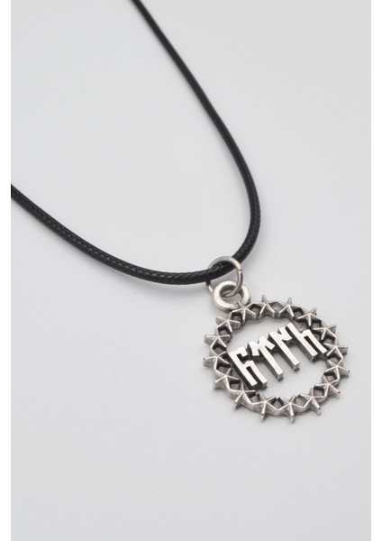 Göktürkçe Türk Yazılı ve Yıldızlı Kolye - PU Deri İp Zincirli Unisex Gümüş Kaplama - 60 cm fiyatları