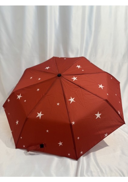 Kırmızı 8 Telli Otomatik Rüzgar Dayanıklı Yıldız Desenli Şemsiye fiyatları