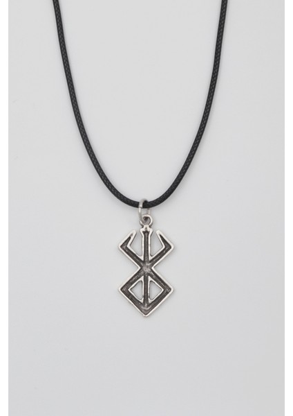Berserk Manga Marka İşareti Kolye - PU Deri İp Zincirli Unisex Gümüş Kaplama Anime Takı - 60 cm