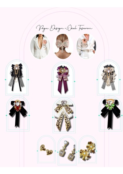 Özel Tasarım Kristal Kesim Taşlı Siyah Kadife Çok Katlı Broş fiyatları