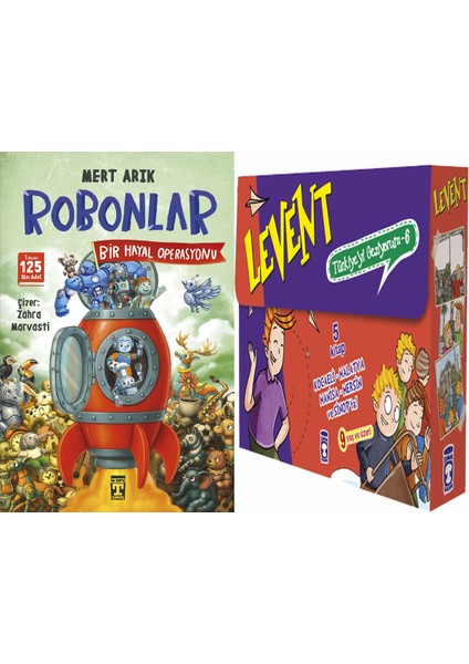 Robonlar 2 Bir Hayal Operasyonu (Mert Arık) ve Levent Türkiyeyi Geziyorum 6 Set - (5 Kitap)
