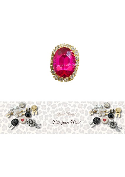 2 Adet Pembe Oval Kristal Taş Trend Düğme Broş , Düğme Geçirme Aparatlı fiyatları