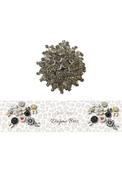 2 Adet Gri Boncuklu Trend Düğme Broş , Düğme Geçirme Aparatlı fiyatları