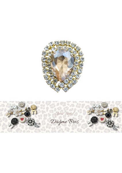 Bal Rengi Kristal Damla Taş 1 Adet Trend Düğme Broş , Düğme Geçirme Aparatlı fiyatları