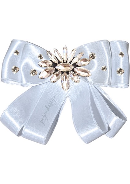 Taşlı,beyaz Saten Yaka Çiçeği,yaka Broş,okul,çanta,şal,gömlek Aksesuar