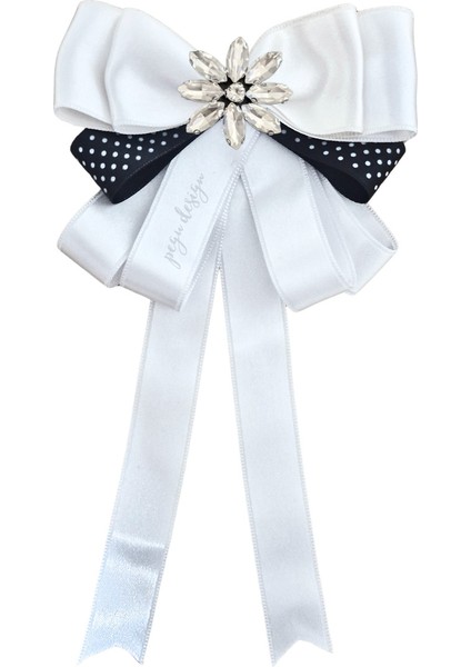 Taşlı,beyaz Saten Yaka Çiçeği,yaka Broş,okul,çanta,şal,gömlek Aksesuar