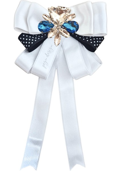 Taşlı,beyaz Saten Yaka Çiçeği,yaka Broş,okul,çanta,şal,gömlek Aksesuar