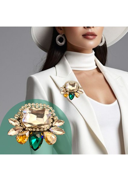 Zümrüt - Gümüş Renk Zirkon Taşlı El Yapımı ,yaka Broş,yaka Çiçeği,okul,iş,hediyelik