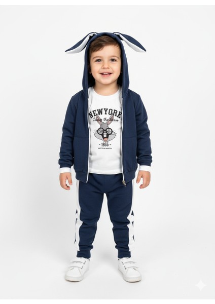 Çocuk Tavşan Kulaklı Kapüşonlu Sweatshirt ve Eşofman Altı Takım Pamuklu fiyatları