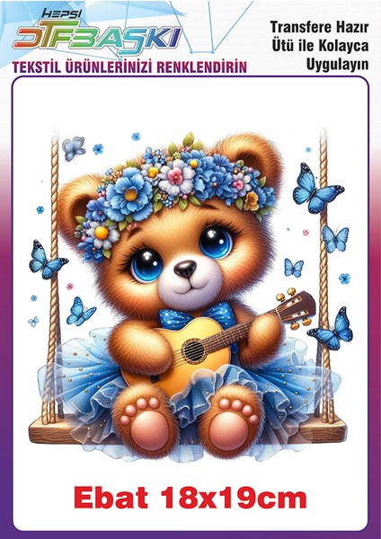 Sevimli Ayıcık Ütü ile Yapışan Tekstil Baskısı