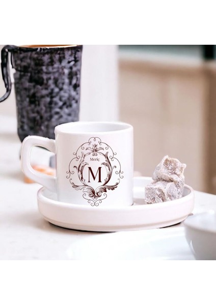 Kişiye Özel Harfli & Isimli 2’li Türk Kahvesi Fincan Takımı – Vintage Çerçeve modelleri