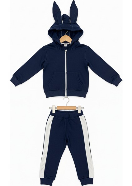 Çocuk Tavşan Kulaklı Kapüşonlu Sweatshirt ve Eşofman Altı Takım Pamuklu indirimleri