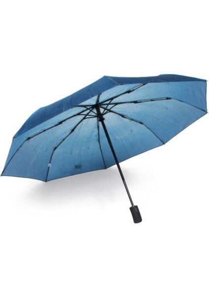 Tam Otomatik Yağmur Desenli Şemsiye, Lüks ve Şık Mavi Renk modelleri