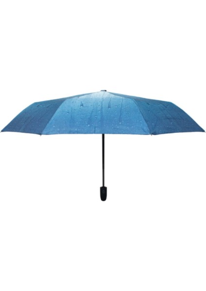 Tam Otomatik Yağmur Desenli Şemsiye, Lüks ve Şık Mavi Renk fırsatları