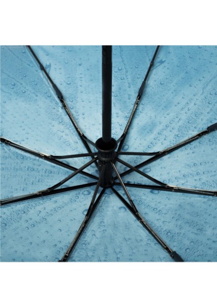 Tam Otomatik Yağmur Desenli Şemsiye, Lüks ve Şık Mavi Renk