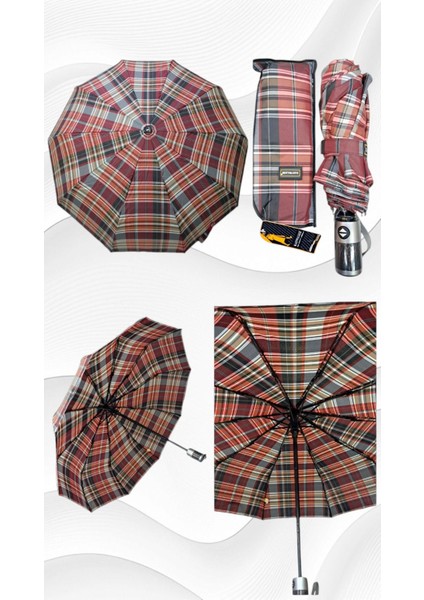 Rüzgarda Kırılmayan 10 Telli Otomatik Çok Renkli Şemsiye